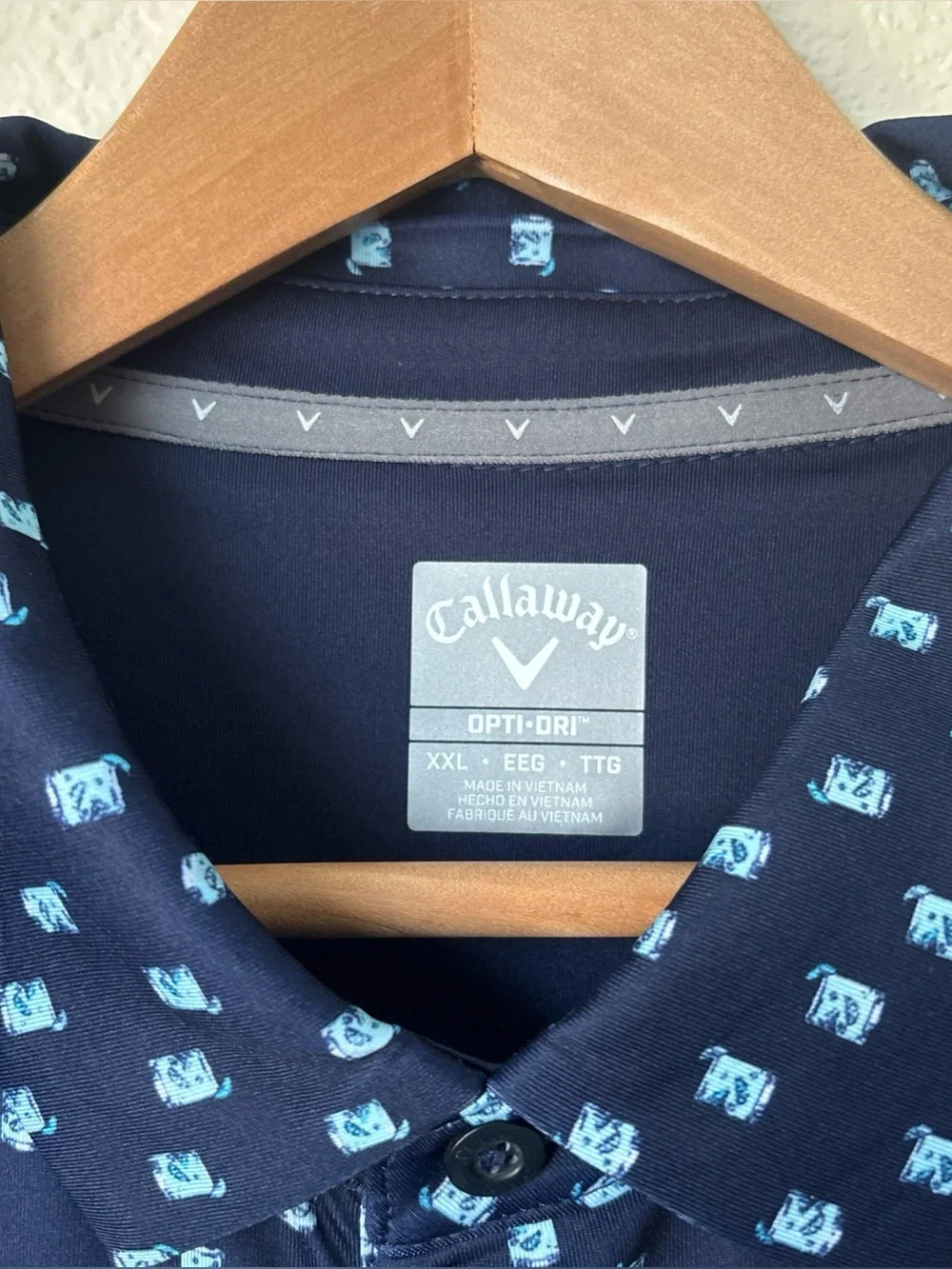Callaway Navy Polo with Light Blue Micro Print